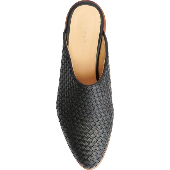 🆕 NISOLO Ama Woven Slip On Mules Flats Shoes Cushioned Black Leather 5 - Picture 5 of 14